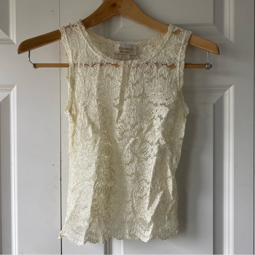 Victoria's Secret Cream Lace Tank Top